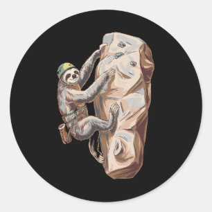 Funny Sloth Rock Climbing Cartoon Classic Round Sticker