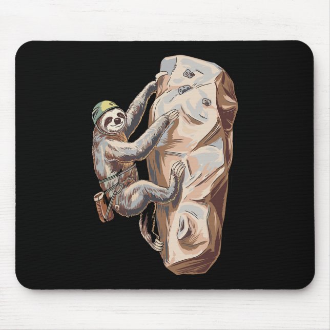 Funny Sloth Rock Climbing Cartoon  Mouse Pad (Front)