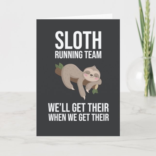Funny Sloth Running Team Cards Humour Animals (Front)