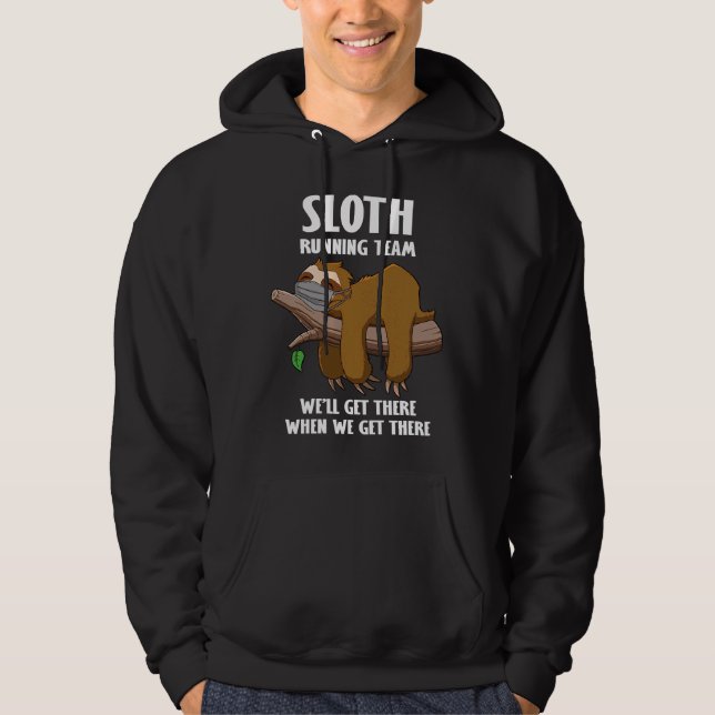 Funny Sloth Running Team Face Mask Hoodie (Front)