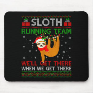 Funny Sloth Running Team Xmas Lights Ugly Sloth Ch Mouse Pad