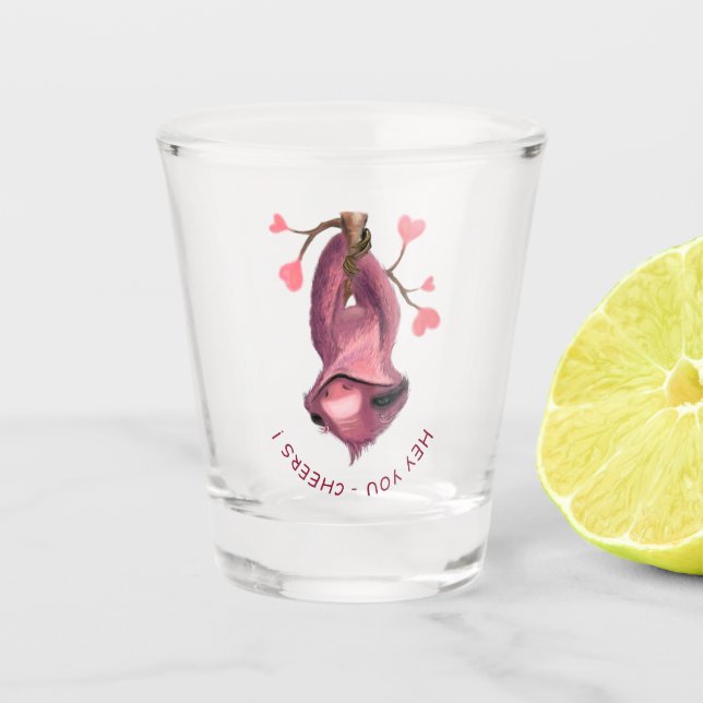 Funny Sloth Shot Glass - Custom Text (Front)