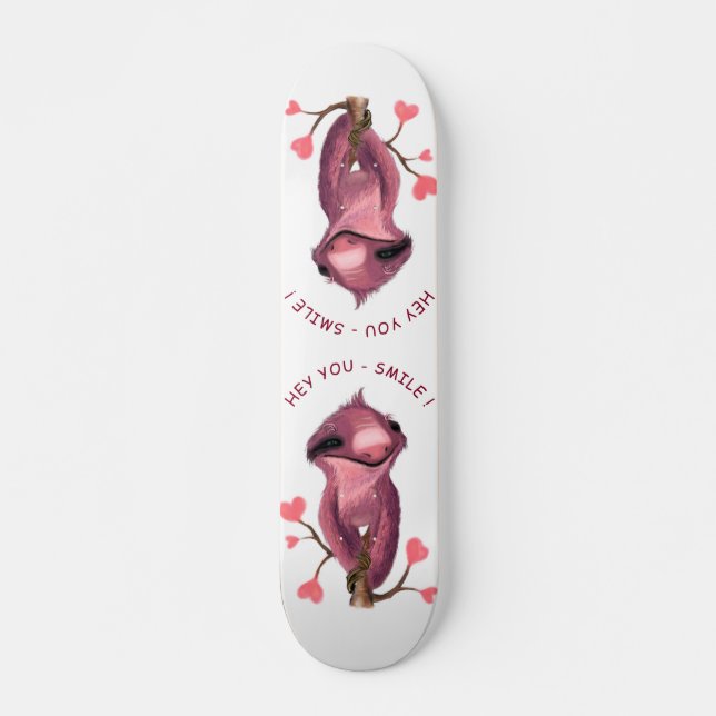 Funny Sloth Skateboard Smile - Custom Text (Front)