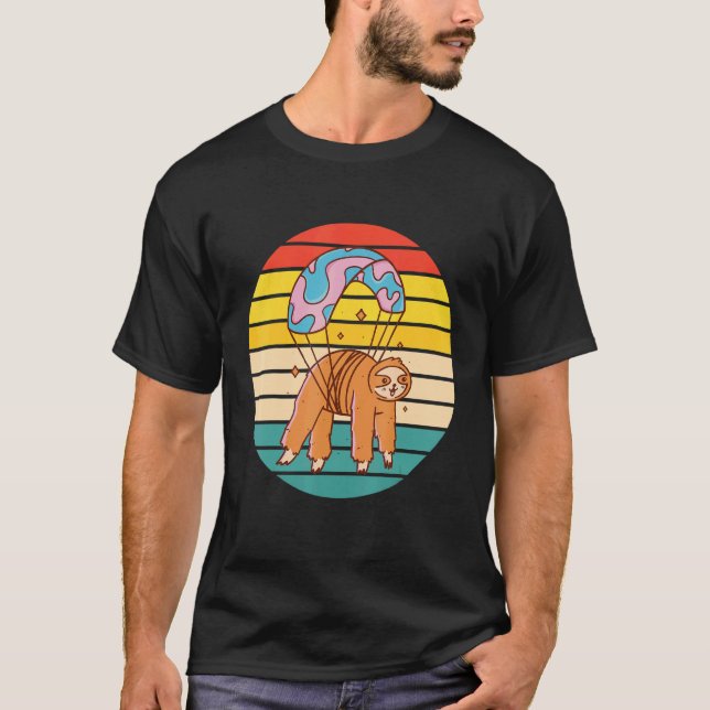 Funny Sloth Sky Diving T-Shirt (Front)