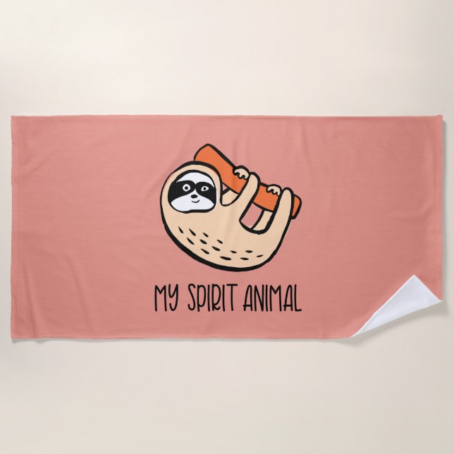 Funny sloth spirit animal beach towel (Front)
