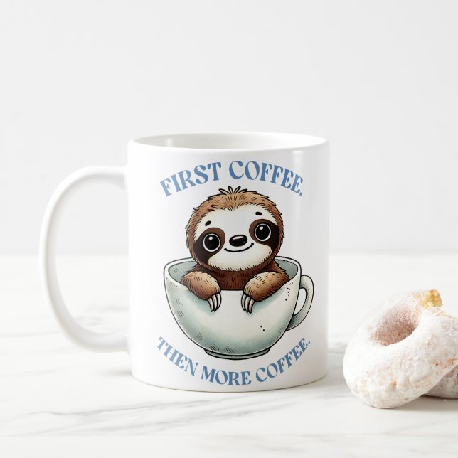 Funny Sloth Sublimation  Coffee Mug (With Donut)