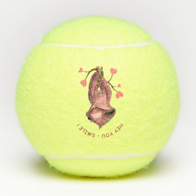 Funny Sloth Tennis Balls Smile - Custom Text (Front)