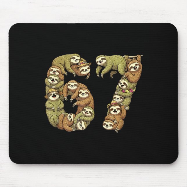 Funny Sloth Tribal 6 7 Meme Six Seven Love  Mouse Pad (Front)