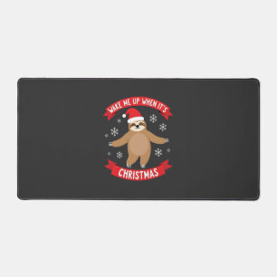 Funny Sloth wake me up when its Christmas Xmas Cut Desk Mat