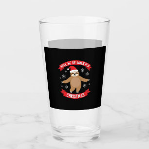 Funny Sloth wake me up when its Christmas Xmas Cut Glass