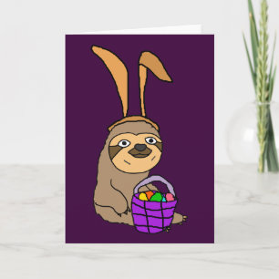 Funny Sloth Wearing Easter Bunny Ears Holiday Card