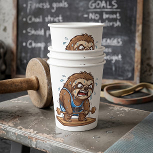 Funny Sloth Weightlifter Gym Sports Paper Cups