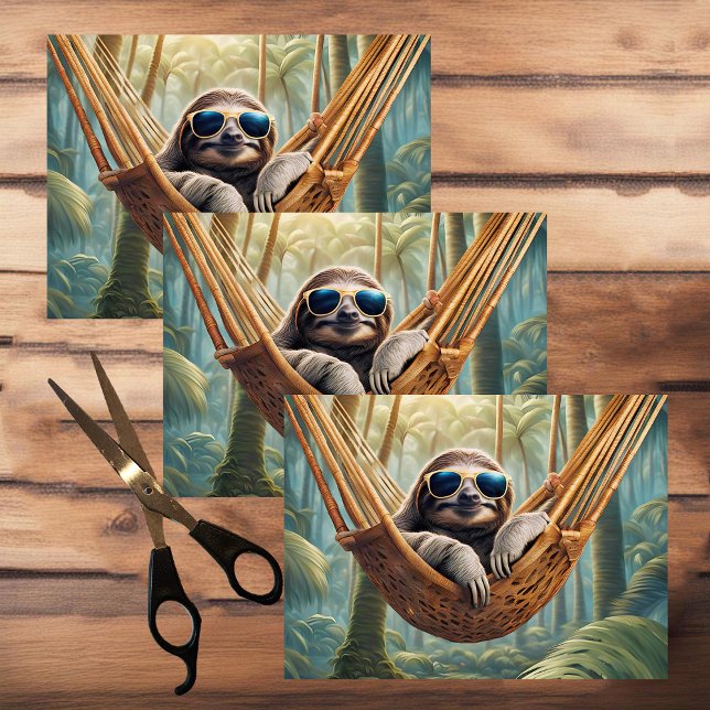 Funny sloth with sunglasses in a hammock,  tissue paper (Creator Uploaded)
