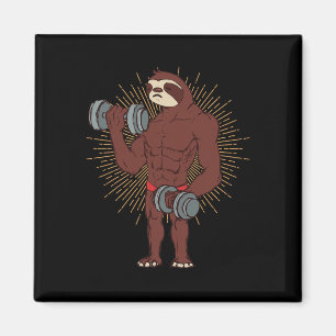 Funny Sloth Workout Weight Lifting Exercise Gym Ra Magnet