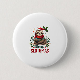 Funny Sloth Xmas Lights Merry Slothmas Sloth Chris 6 Cm Round Badge