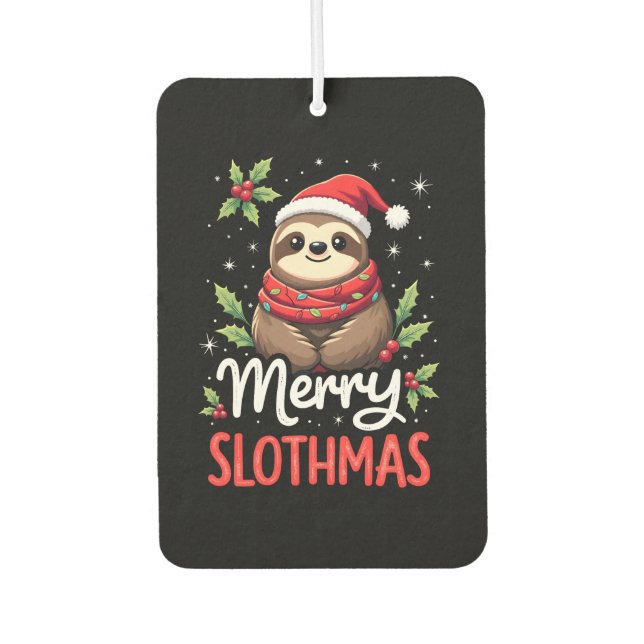 Funny Sloth Xmas Lights Merry Slothmas Sloth Chris Car Air Freshener (Front)