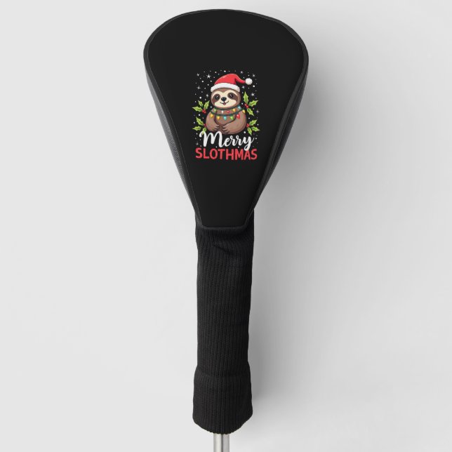 Funny Sloth Xmas Lights Merry Slothmas Sloth Chris Golf Head Cover (Front)