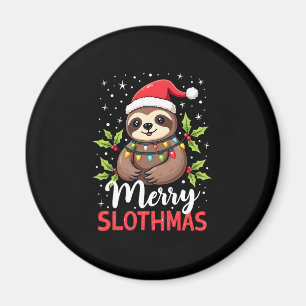 Funny Sloth Xmas Lights Merry Slothmas Sloth Chris Magnet