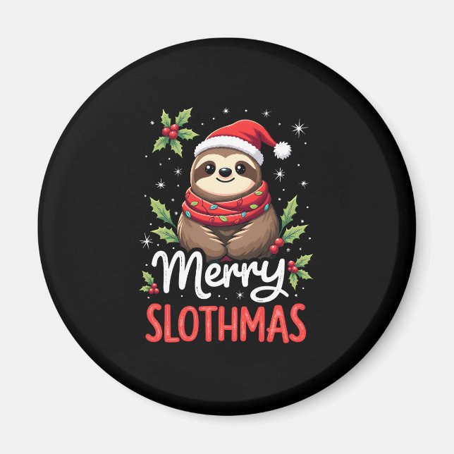 Funny Sloth Xmas Lights Merry Slothmas Sloth Chris Magnet (Front)