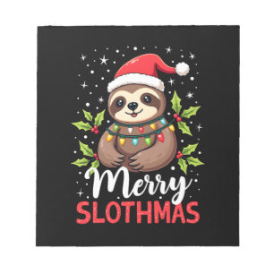 Funny Sloth Xmas Lights Merry Slothmas Sloth Chris Notepad