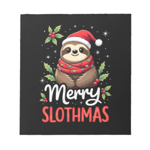 Funny Sloth Xmas Lights Merry Slothmas Sloth Chris Notepad