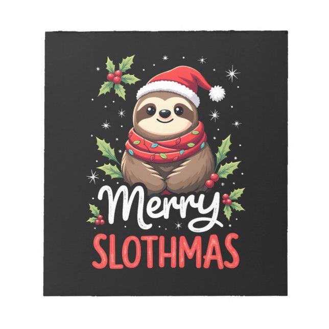 Funny Sloth Xmas Lights Merry Slothmas Sloth Chris Notepad (Front)