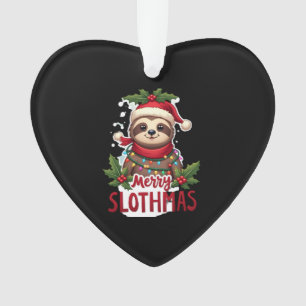 Funny Sloth Xmas Lights Merry Slothmas Sloth Chris Ornament