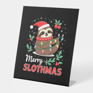 Funny Sloth Xmas Lights Merry Slothmas Sloth Chris Pedestal Sign