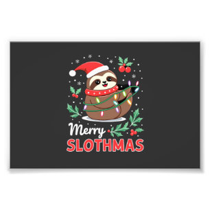 Funny Sloth Xmas Lights Merry Slothmas Sloth Chris Photo Print
