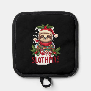 Funny Sloth Xmas Lights Merry Slothmas Sloth Chris Pot Holder