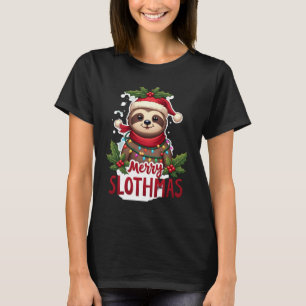 Funny Sloth Xmas Lights Merry Slothmas Sloth Chris T-Shirt