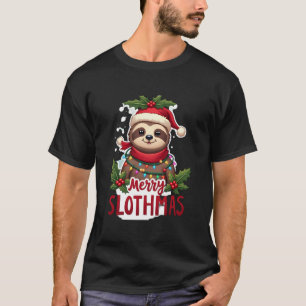 Funny Sloth Xmas Lights Merry Slothmas Sloth Chris T-Shirt