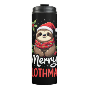 Funny Sloth Xmas Lights Merry Slothmas Sloth Chris Thermal Tumbler
