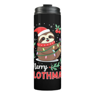 Funny Sloth Xmas Lights Merry Slothmas Sloth Chris Thermal Tumbler