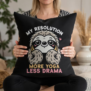 Funny Sloth Yoga Resolution Throw Pillow