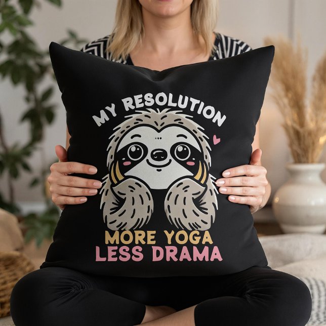 Funny Sloth Yoga Resolution Throw Pillow (Creator Uploaded)