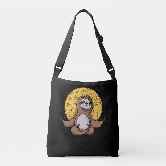 Funny Sloth Zen Yoga Meditation Animal Crossbody Bag (Front)