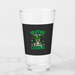 Funny Sloths Are My Lucky Charms Sloth St Patrick' Glass