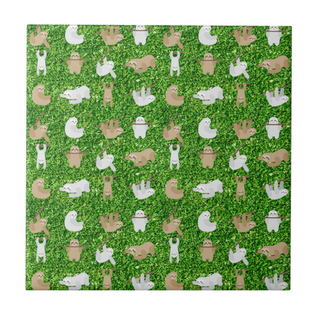 funny sloths ceramic tile (Front)