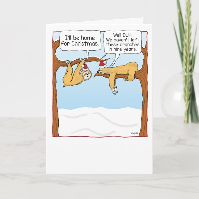 Funny Sloths Christmas Card (Front)