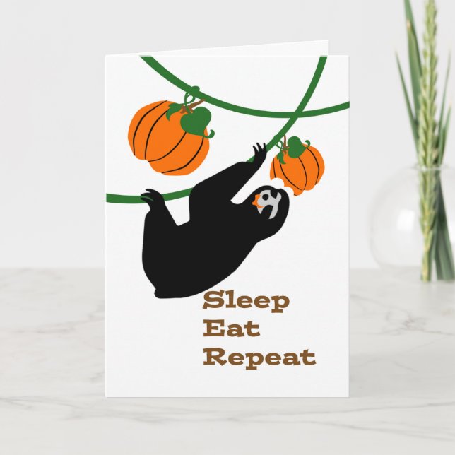 Funny Slothsgiving Thanksgiving Sloth Pumpkins Card (Front)