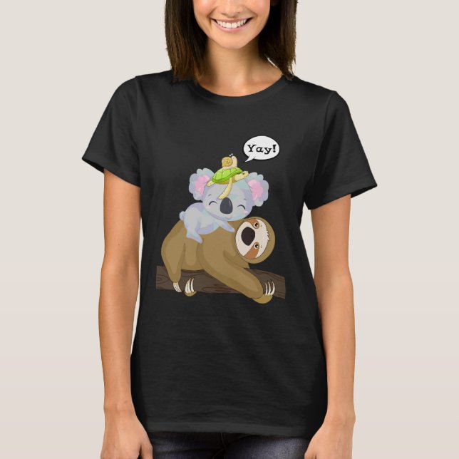 Funny Slow Moving Sloth Turtle Koala Snail Family  T-Shirt (Front)