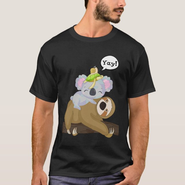 Funny Slow Moving Sloth Turtle Koala Snail Family  T-Shirt (Front)