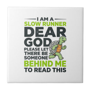 Funny Slow Runner Turtle Quote Vintage Engraving D Ceramic Tile