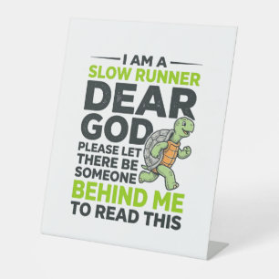 Funny Slow Runner Turtle Quote Vintage Engraving D Pedestal Sign