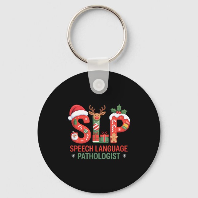 Funny Slp Christmas Speech Language Pathologist Ho Key Ring (Front)