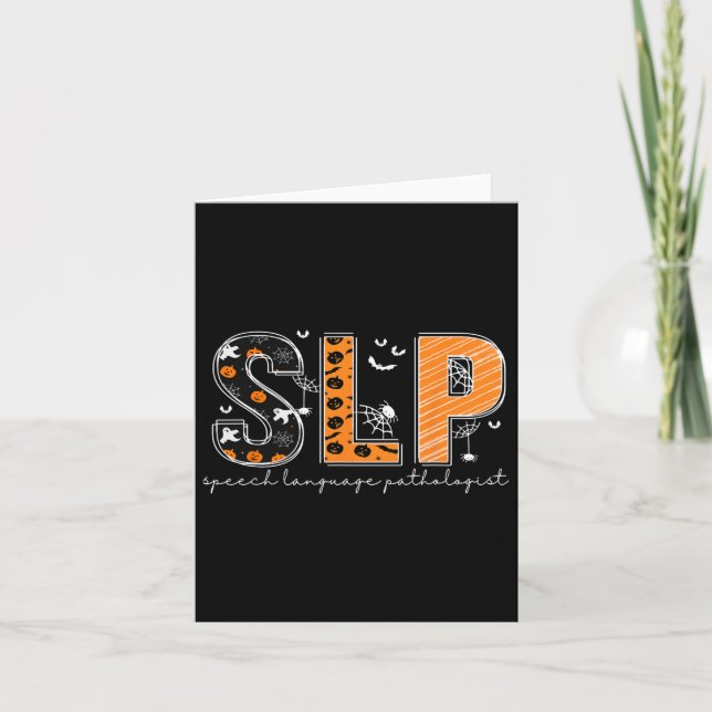 Funny Slp Halloween Costume Pumpkin Fall Skeleton  Card (Front)