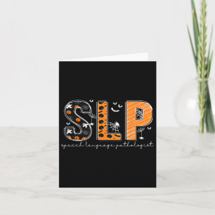 Funny Slp Halloween Costume Pumpkin Fall Skeleton Card