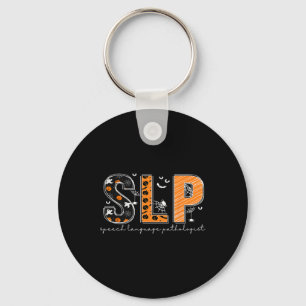 Funny Slp Halloween Costume Pumpkin Fall Skeleton Key Ring