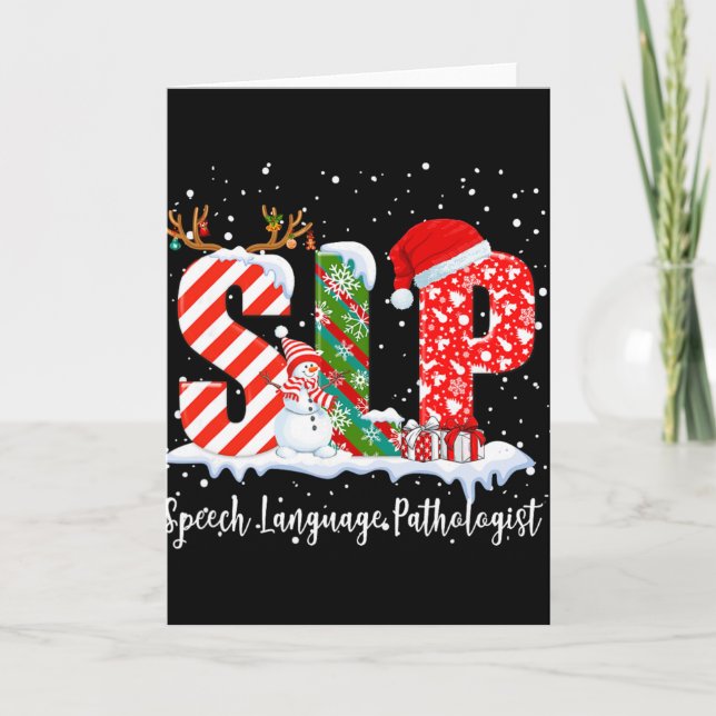 Funny Slp Speech Language Pathologist Santa Christ Card (Front)